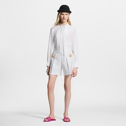 Women - Pleated Lavallière Blouse Women Ready-to-Wear Tops | LOUIS VUITTON (Product zoom)