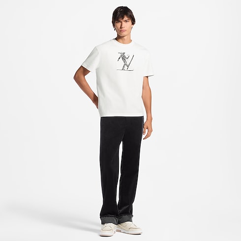 Men - Printed Signature Short-Sleeved T-Shirt Men Ready-to-Wear All Ready-to-Wear | LOUIS VUITTON (Product zoom)