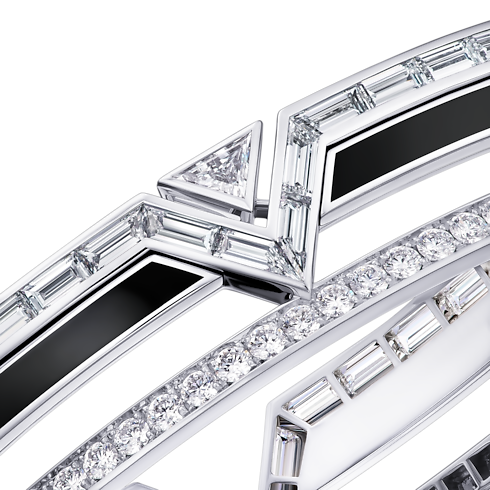 Les Extraordinaires - Pure V Bracelet, White Gold, Black Lacquer and Diamonds Les Extraordinaires Jewellery Bracelets | LOUIS VUITTON (Product zoom)