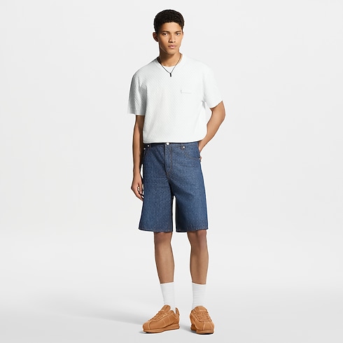 Men - Reflective Nanogram Chambray Shorts Men Ready-to-Wear Denim Collection | LOUIS VUITTON (Product zoom)