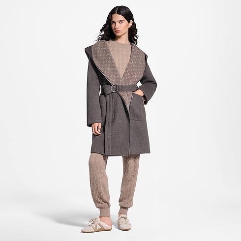 Women - Reversible Hooded Wrap Coat Women Ready-to-Wear Coats and Jackets | LOUIS VUITTON (Product zoom)