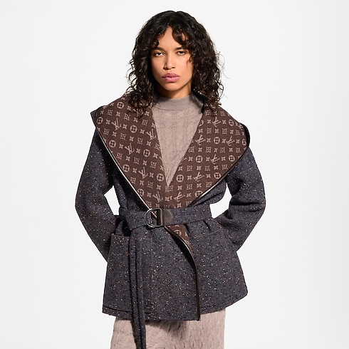 Women - Reversible Short Hooded Wrap Coat Women Ready-to-Wear Coats and Jackets | LOUIS VUITTON (Product zoom)