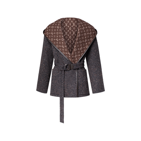 Women - Reversible Short Hooded Wrap Coat Women Ready-to-Wear Coats and Jackets | LOUIS VUITTON (Product zoom)
