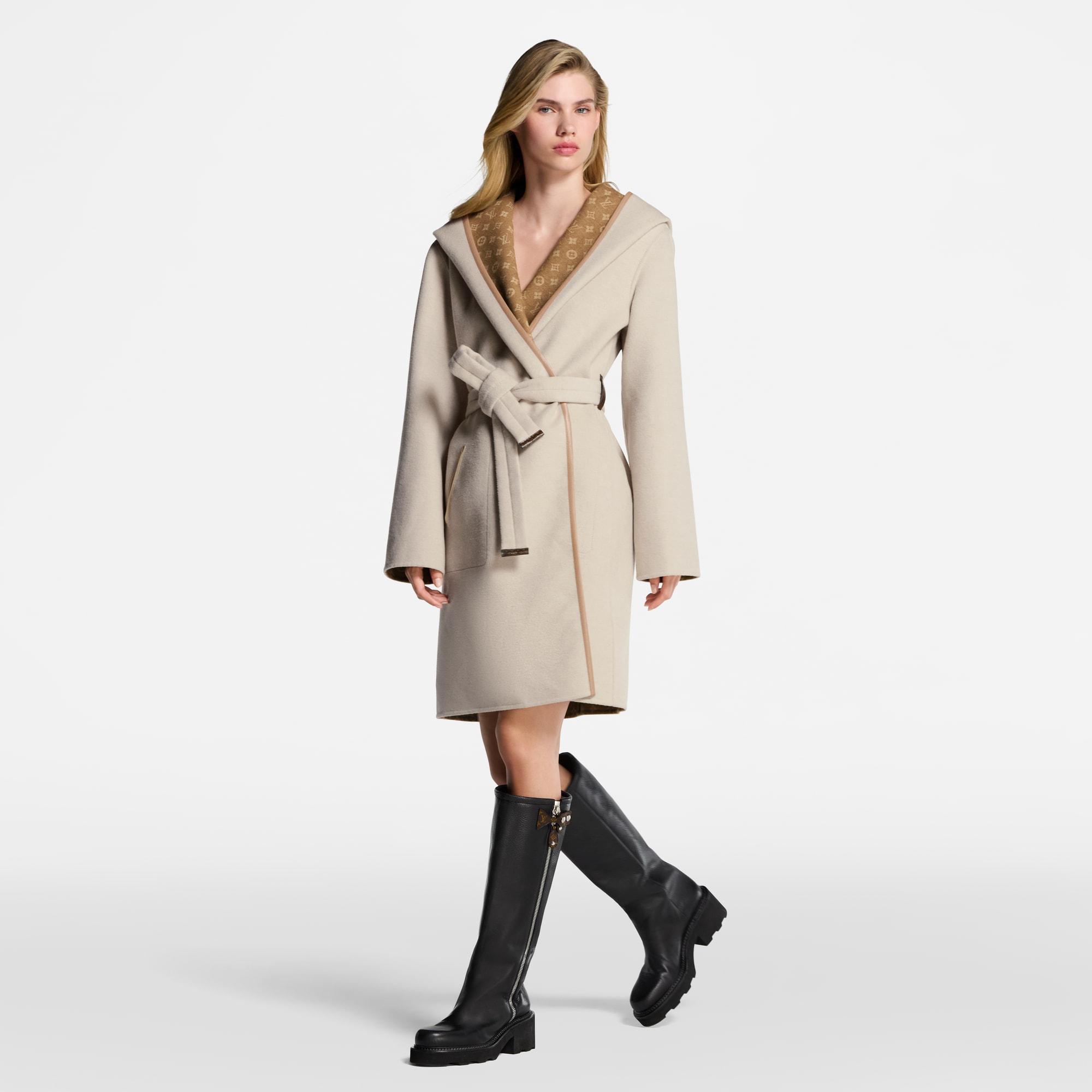 Women - Reversible Signature Hooded Wrap Coat  Women Ready-to-Wear Coats and Jackets | LOUIS VUITTON (Product zoom)