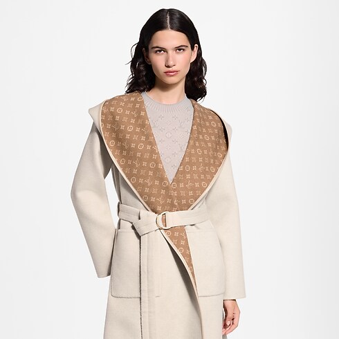 Women - Reversible Signature Hooded Wrap Coat Women Ready-to-Wear Coats and Jackets | LOUIS VUITTON (Product zoom)