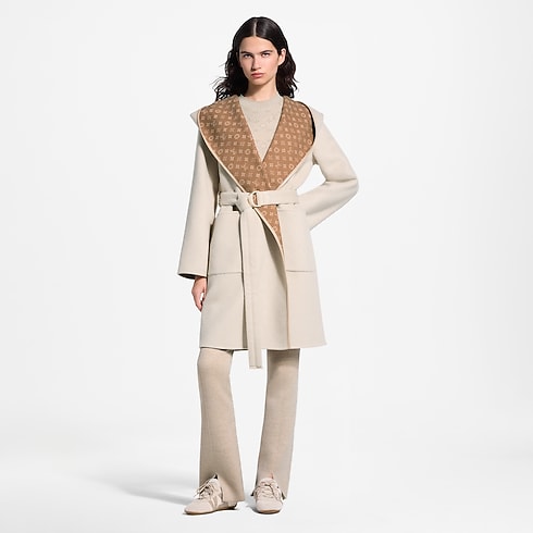 Women - Reversible Signature Hooded Wrap Coat Women Ready-to-Wear Coats and Jackets | LOUIS VUITTON (Product zoom)
