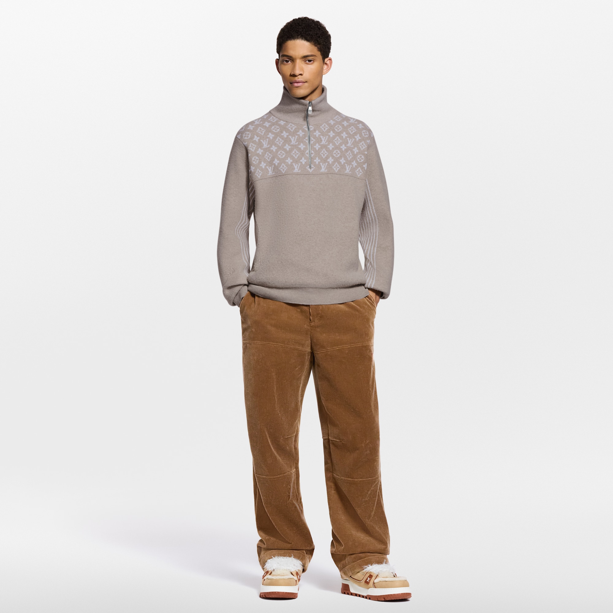 New - Ribbed Wool Half-Zip Jumper  New For Men LV Ski | LOUIS VUITTON (Product zoom)
