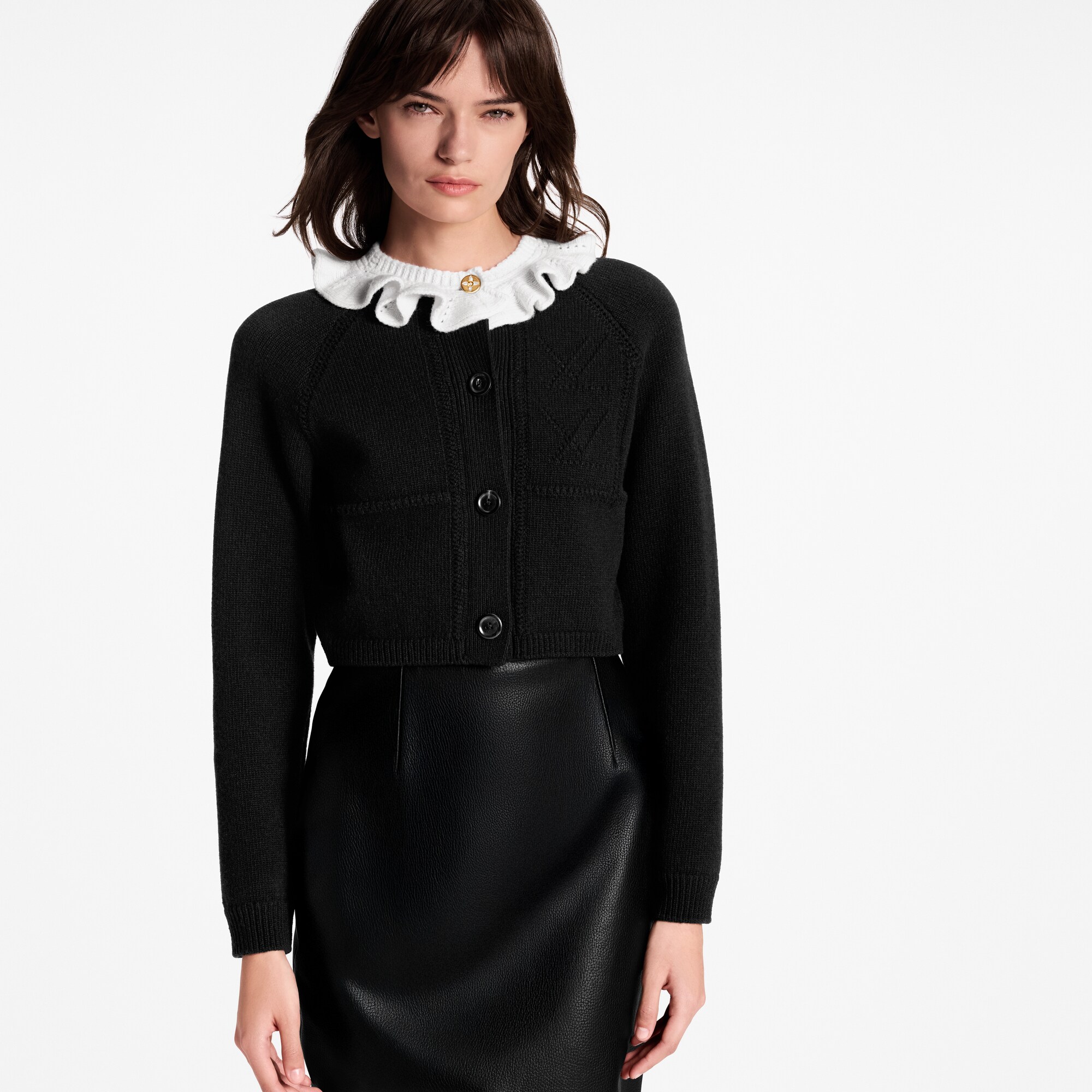 Women - Ruffle Collar Cardigan  Women Ready-to-Wear Knitwear | LOUIS VUITTON (Product zoom)