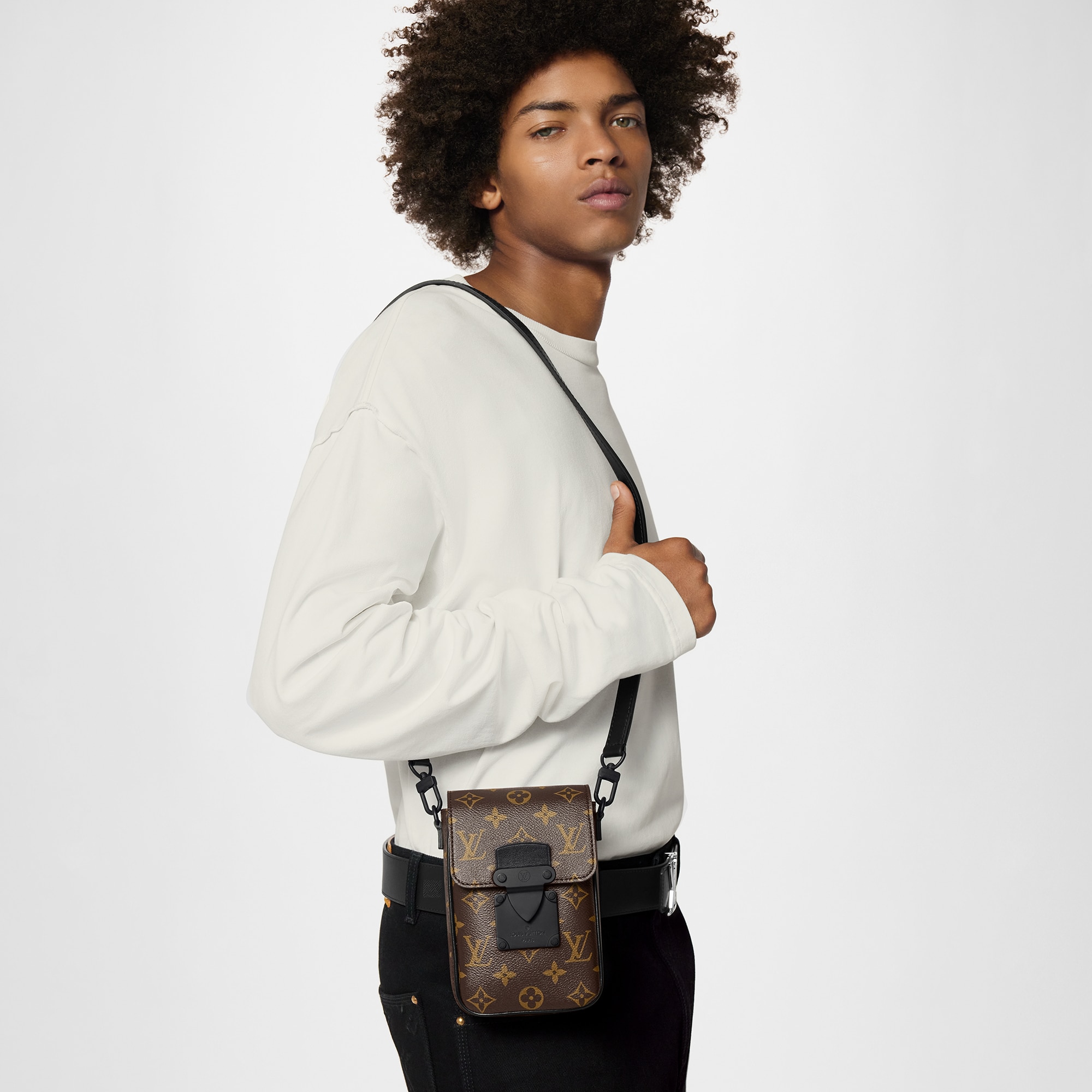 Men - S-Lock Vertical Wearable Wallet Monogram Macassar Canvas Men Bags All Collections | LOUIS VUITTON (Product zoom)