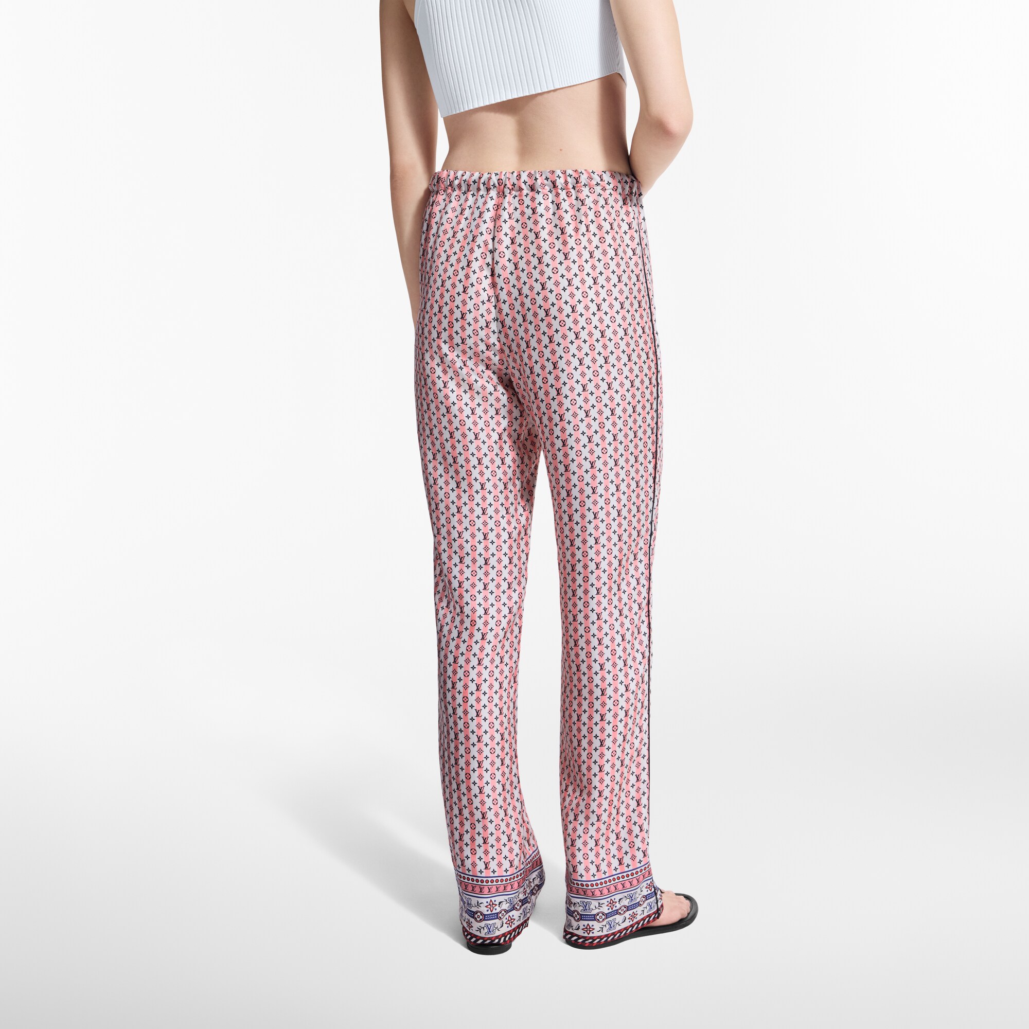 Women - Scarf Print Pyjama Trousers  Women Ready-to-Wear Trousers | LOUIS VUITTON (Product zoom)