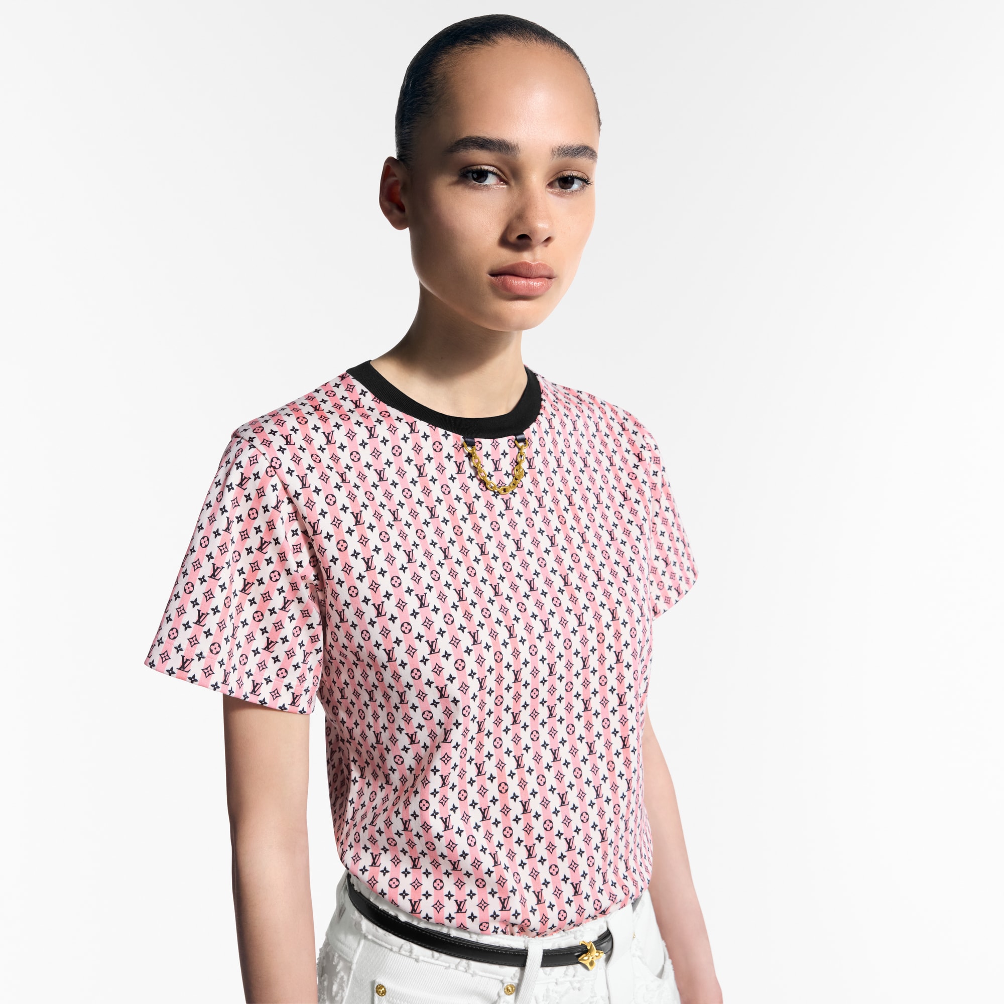 Women - Scarf Print T-Shirt  Women Ready-to-Wear Tops | LOUIS VUITTON (Product zoom)