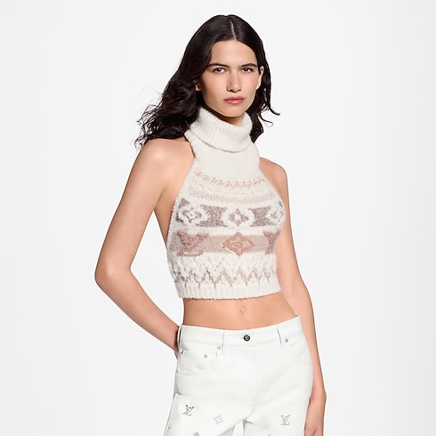 Women - Sequin Alpine Knit Crop Top Women Ready-to-Wear Tops and Shirts | LOUIS VUITTON (Product zoom)