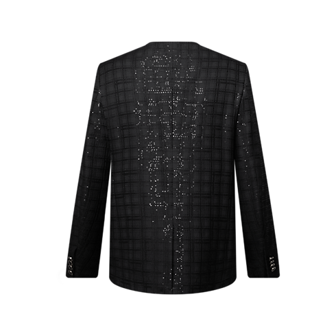 Men - Sequin-Embroidered Collarless Jacket Men Ready-to-Wear Blazers and Jackets | LOUIS VUITTON (Product zoom)