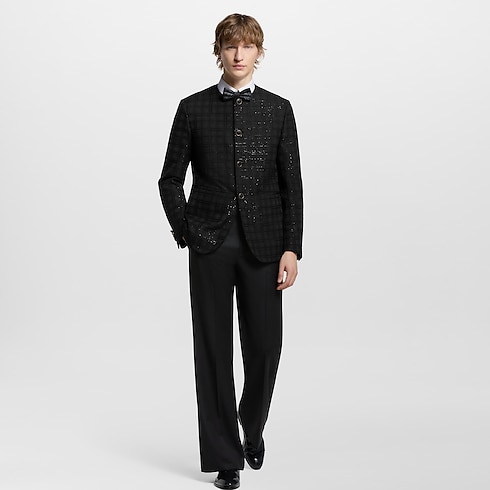 Men - Sequin-Embroidered Collarless Jacket Men Ready-to-Wear Blazers and Jackets | LOUIS VUITTON (Product zoom)