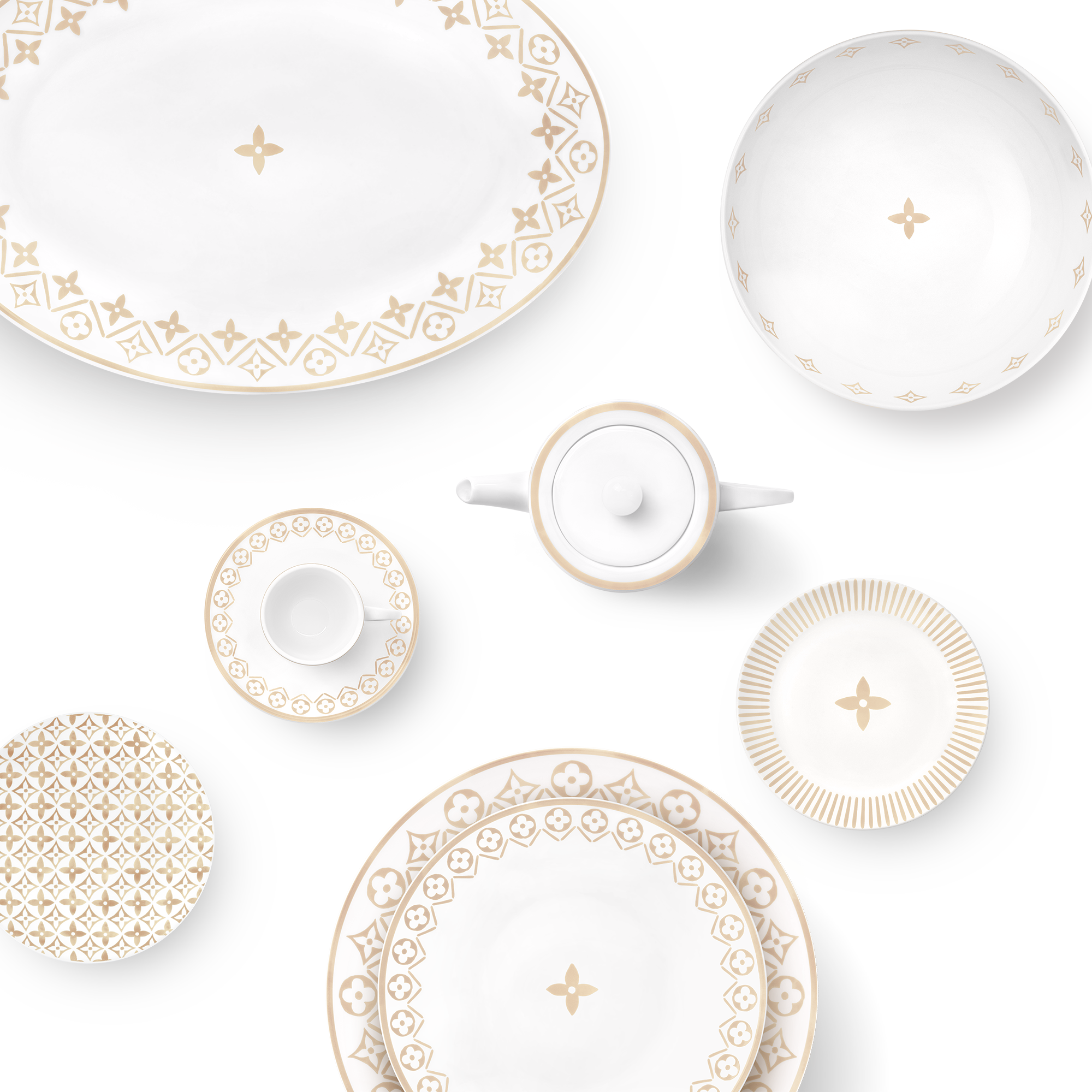 Trunks, Travel and Home - Set Of 2 Monogram Flower Tile Dinner Plates  Trunks, Travel and Home Home and Art of Dining Art of Dining | LOUIS VUITTON (Product zoom)