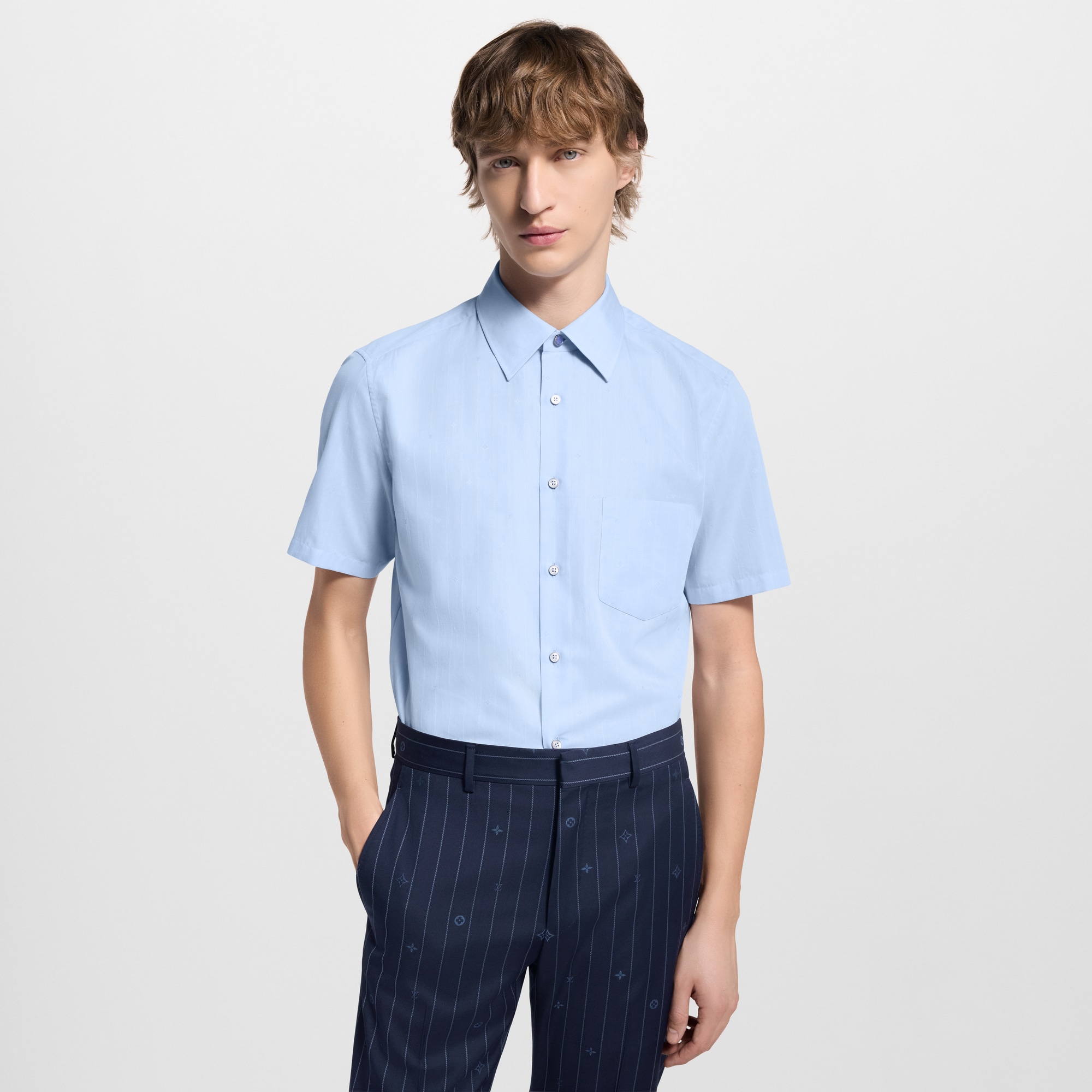 Men - Short-Sleeved Classic Shirt  Men Ready-to-Wear Shirts | LOUIS VUITTON (Product zoom)