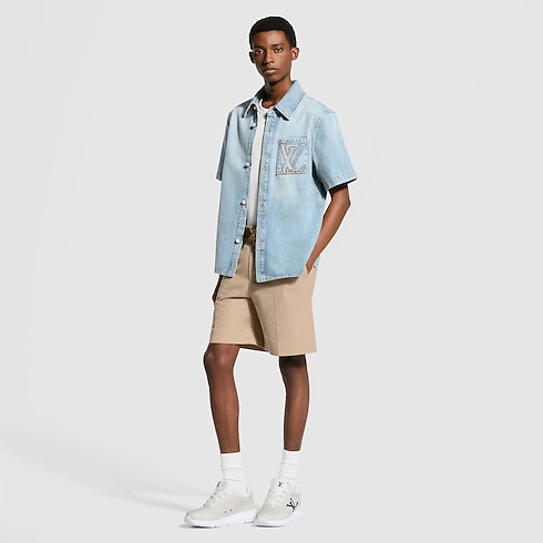 Men - Short-Sleeved Denim Shirt Men Ready-to-Wear Shirts | LOUIS VUITTON (Product zoom)