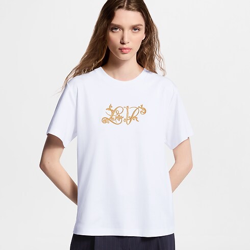 Women - Signature Embroidery T-Shirt Women Ready-to-Wear Tops | LOUIS VUITTON (Product zoom)