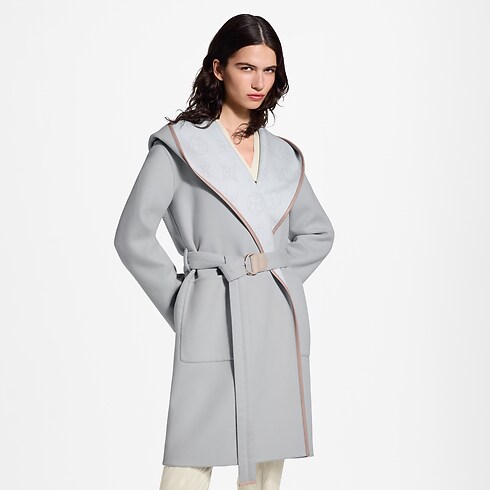 Women - Signature Hooded Wrap Coat Women Ready-to-Wear Coats and Jackets | LOUIS VUITTON (Product zoom)