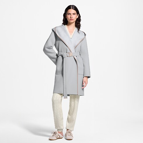 Women - Signature Hooded Wrap Coat Women Ready-to-Wear Coats and Jackets | LOUIS VUITTON (Product zoom)