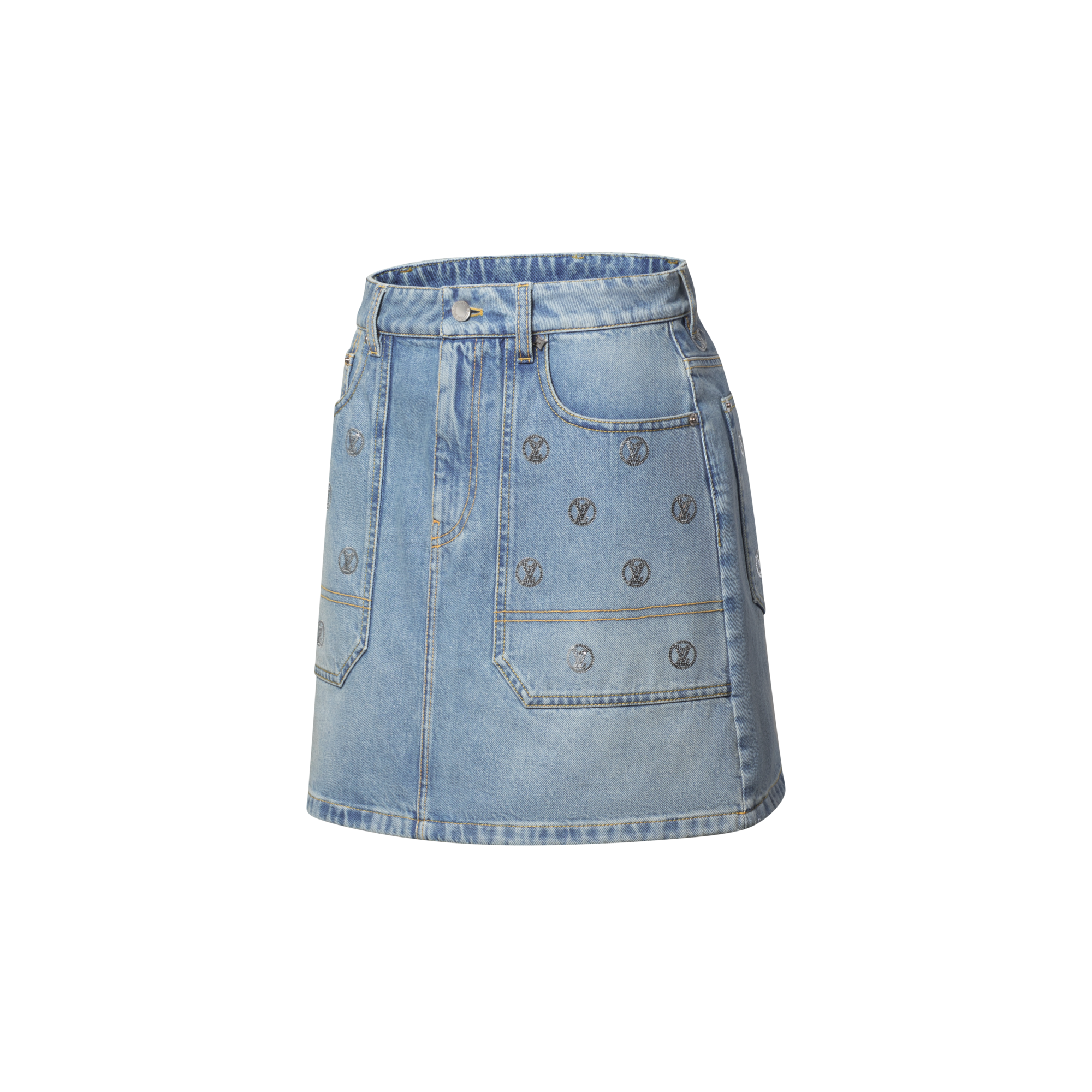 Women - Signature Sequin Denim Mini Skirt  Women Ready-to-Wear Skirts and Shorts | LOUIS VUITTON (Product zoom)