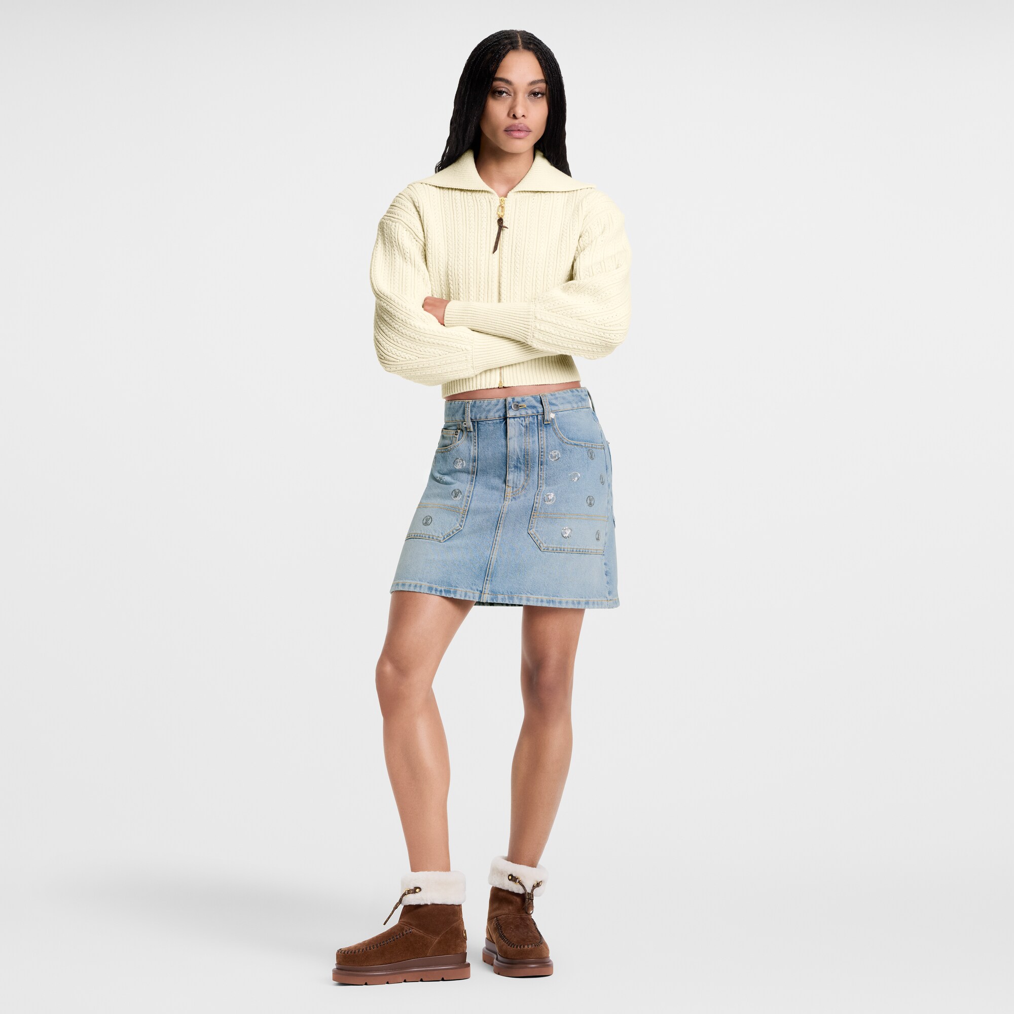 Women - Signature Sequin Denim Mini Skirt  Women Ready-to-Wear Skirts and Shorts | LOUIS VUITTON (Product zoom)