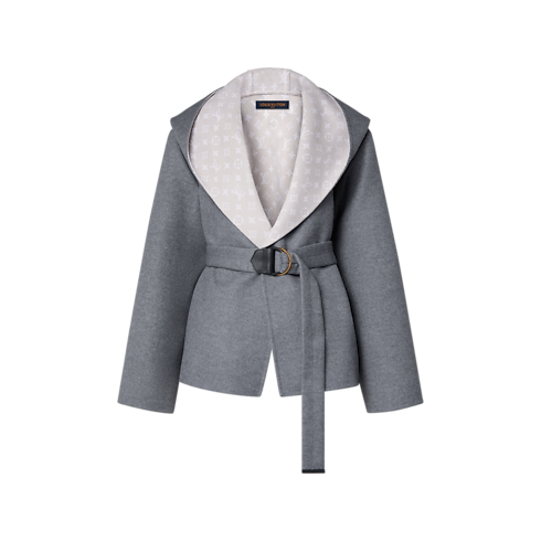 Women - Signature Short Hooded Wrap Coat Women Ready-to-Wear Coats and Jackets | LOUIS VUITTON (Product zoom)