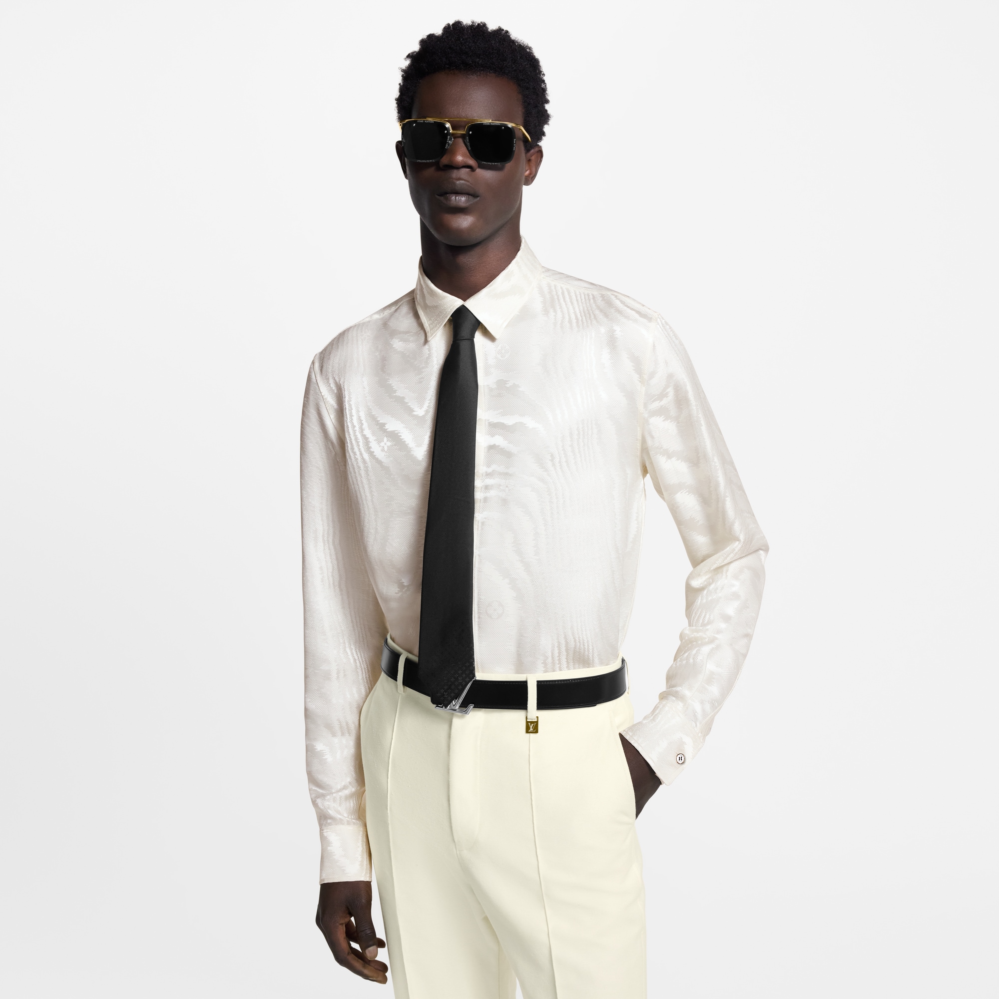 Men - Silk-Blend Classic Evening Shirt  Men Ready-to-Wear Shirts | LOUIS VUITTON (Product zoom)