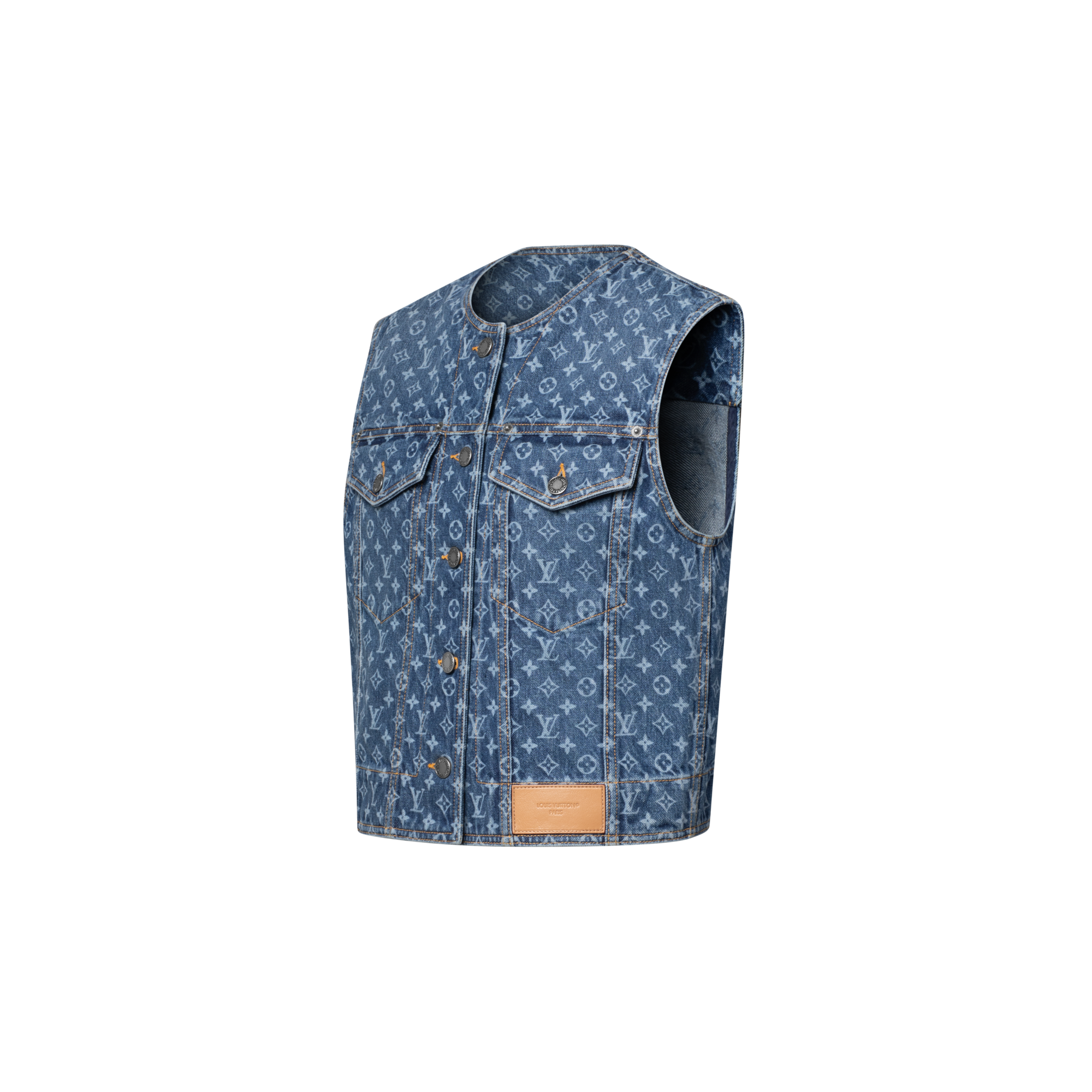 Women - Sleeveless Monogram Denim Jacket  Women Ready-to-Wear Coats and Jackets | LOUIS VUITTON (Product zoom)