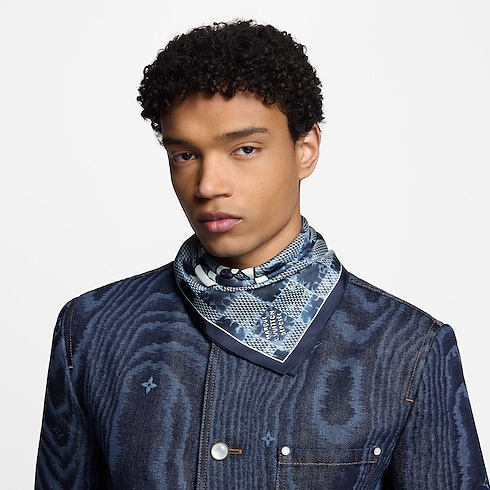 Men - Splash Damier Silk Square S00 Men Accessories Silk and Bandanas | LOUIS VUITTON (Product zoom)