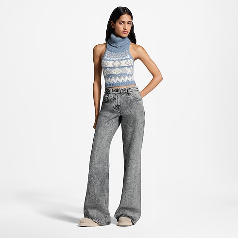 Women - Stonewashed Flare Jeans Women Ready-to-Wear Pants and Shorts | LOUIS VUITTON (Product zoom)