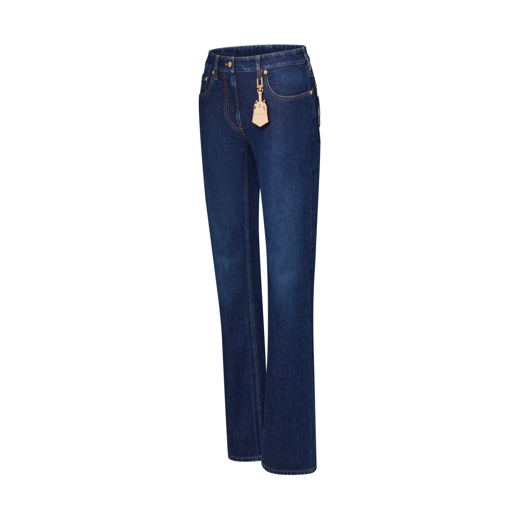 Women - Straight-Cut Washed Denim Jeans  Women Ready-to-Wear Trousers | LOUIS VUITTON (Product zoom)