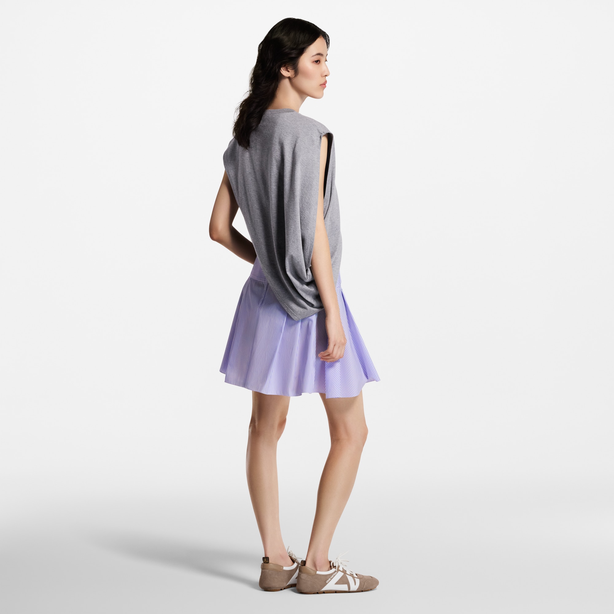 Women - Striped Hammered Button Skirt  Women Ready-to-Wear Skirts and Shorts | LOUIS VUITTON (Product zoom)