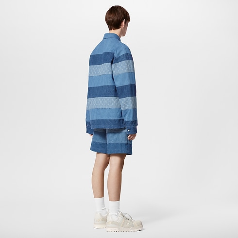 Men - Striped Patchwork Denim Shorts Men Ready-to-Wear Denim Collection | LOUIS VUITTON (Product zoom)