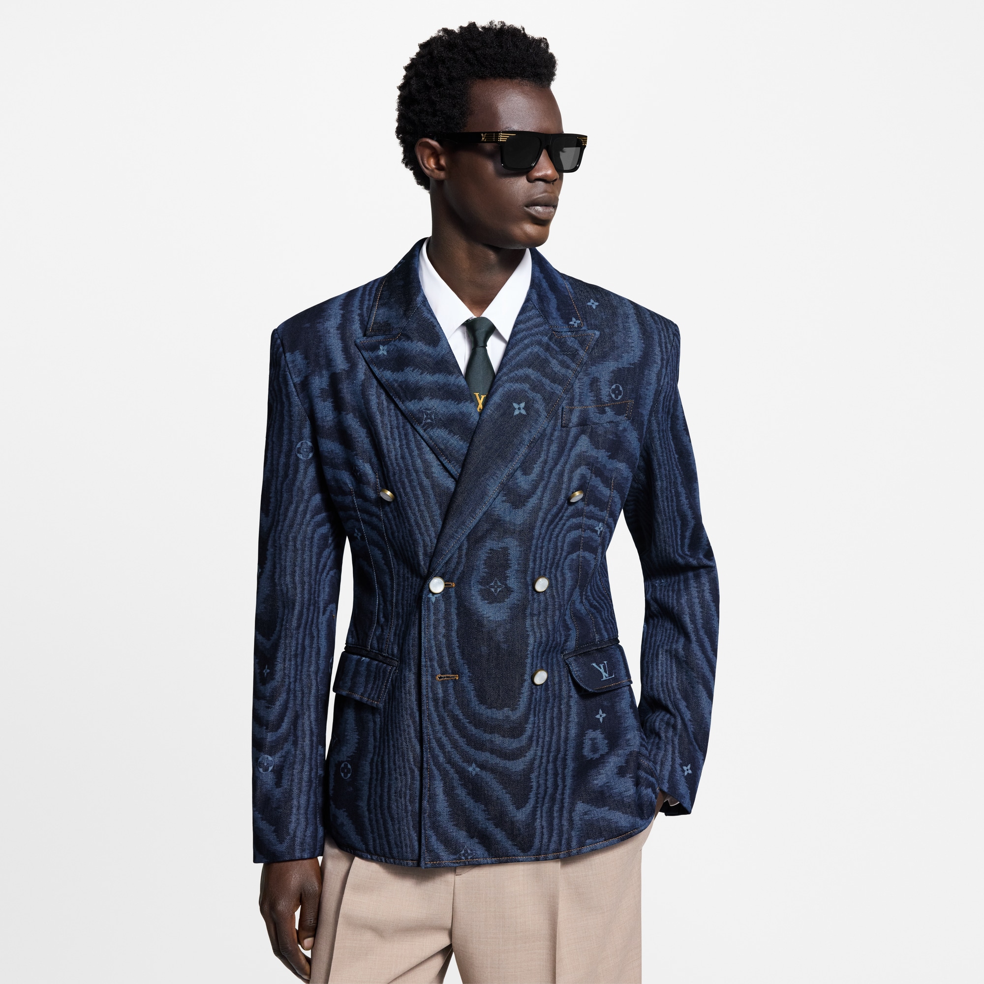 Men - Tailored Double-Breasted Denim Jacket  Men Ready-to-Wear All Ready-to-Wear | LOUIS VUITTON (Product zoom)