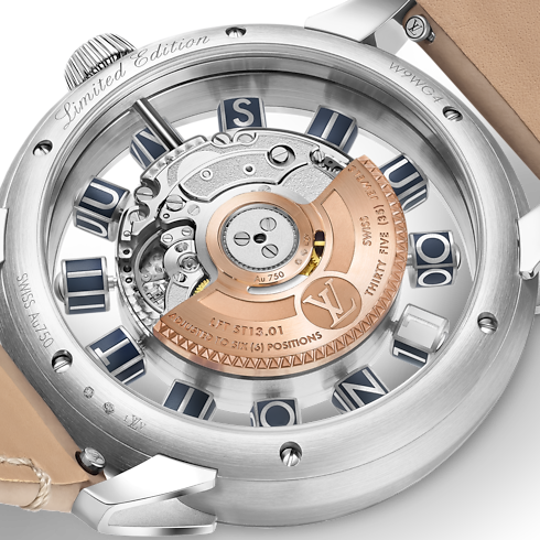 Tambour Spin Time Air, Automatic, 42.5 MM, White Gold back view