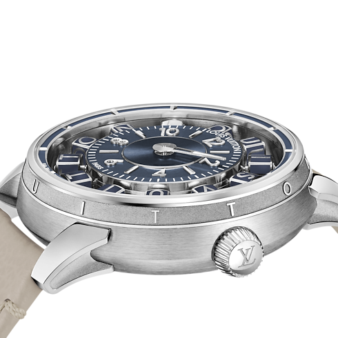 Tambour Spin Time Air, Automatic, 42.5 MM, White Gold closeup view