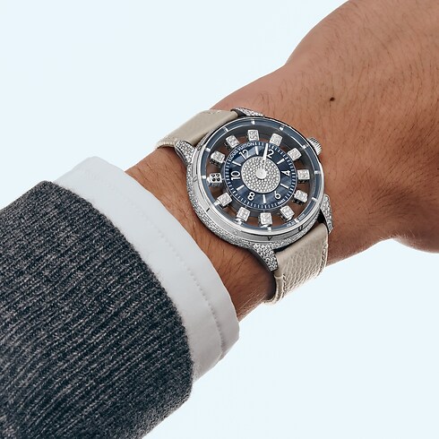 Tambour Spin Time Air, Automatic, 42.5 MM, White Gold, Hawk's Eye and Diamonds other view