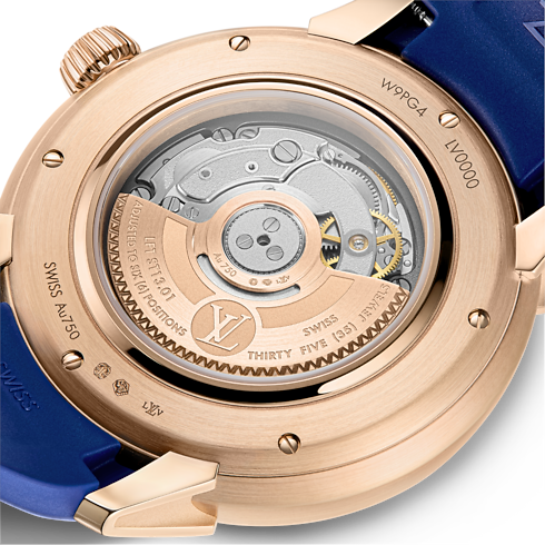 Watches - Tambour Spin Time, Automatic, 39.5mm, Rose gold, opal and sapphires Watches Watches } | LOUIS VUITTON (Product zoom)