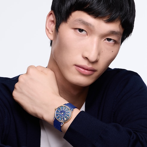 Watches - Tambour Spin Time, Automatic, 39.5MM, Rose Gold, Opal and Sapphires Watches Watches } | LOUIS VUITTON (Product zoom)