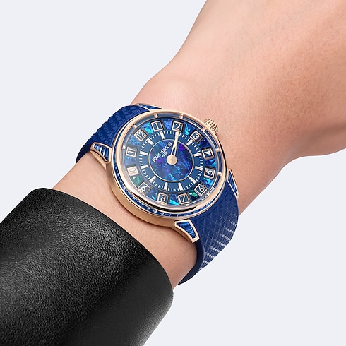 Watches - Tambour Spin Time, Automatic, 39.5MM, Rose Gold, Opal and Sapphires Watches Watches } | LOUIS VUITTON (Product zoom)