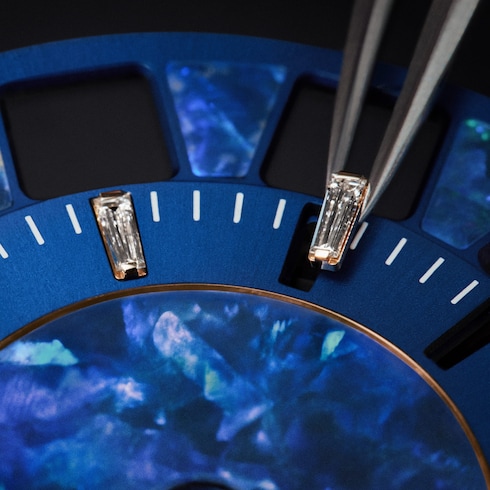 Watches - Tambour Spin Time, Automatic, 39.5MM, Rose Gold, Opal and Sapphires Watches Watches } | LOUIS VUITTON