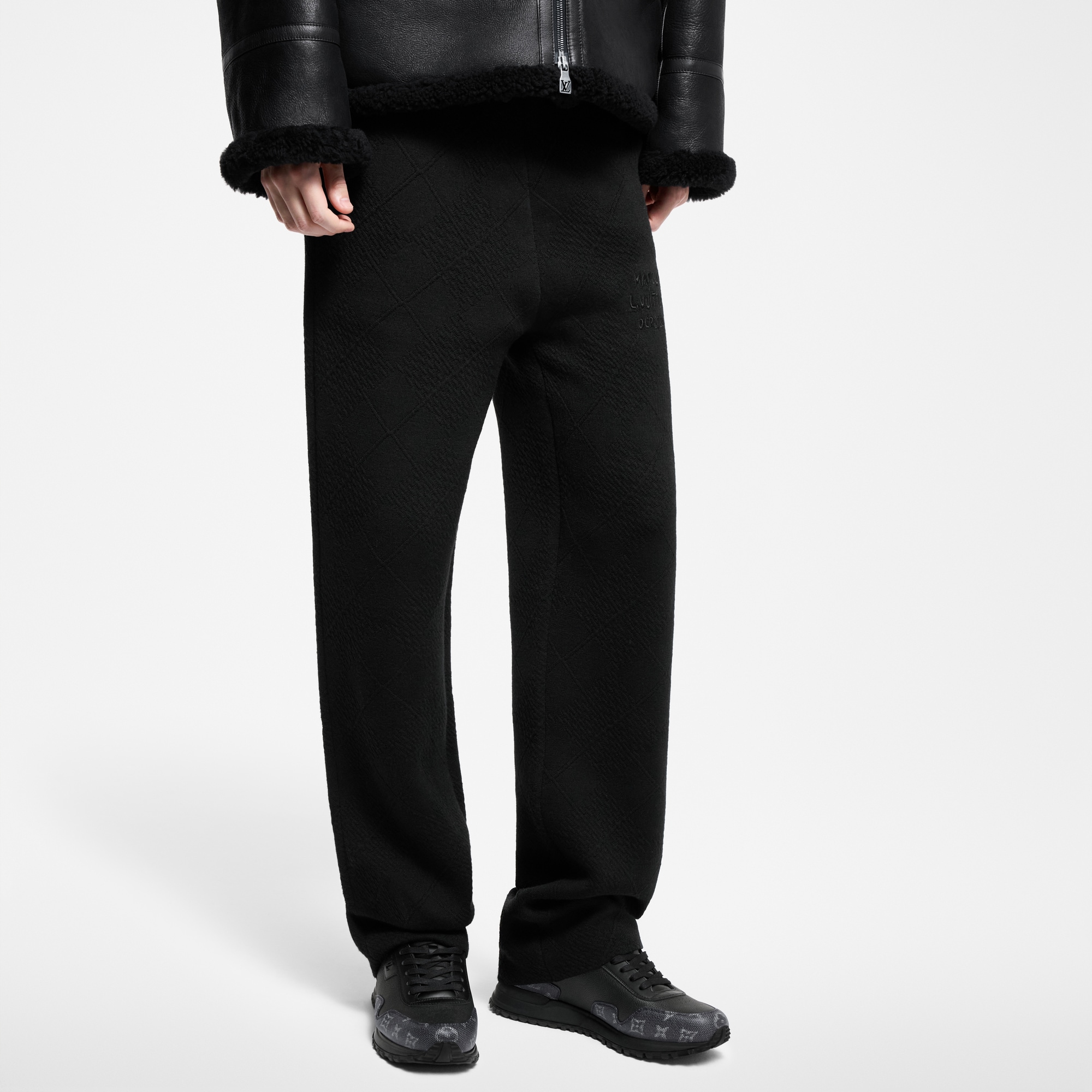 Men - Textured Knit Wool Blend Jogging Trousers  Men Ready-to-Wear All Ready-to-Wear | LOUIS VUITTON (Product zoom)