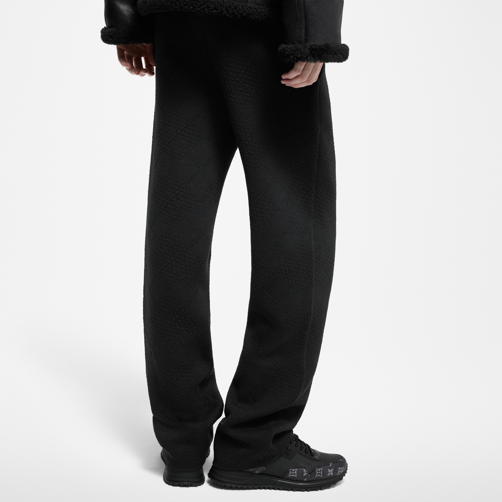 Men - Textured Knit Wool Blend Jogging Trousers  Men Ready-to-Wear All Ready-to-Wear | LOUIS VUITTON (Product zoom)