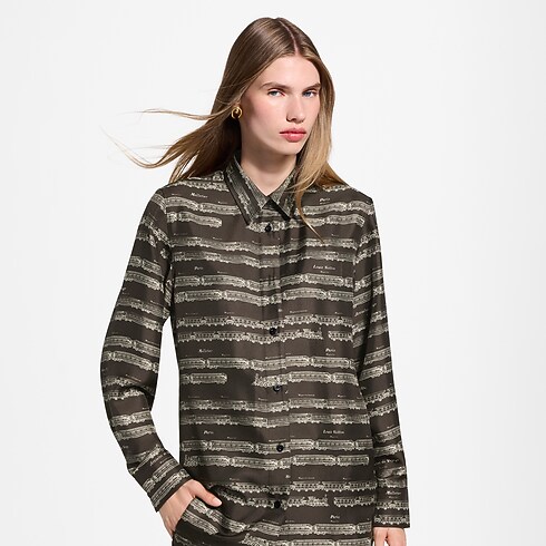Women - Train Print Silk Shirt Women Ready-to-Wear Tops and Shirts | LOUIS VUITTON (Product zoom)