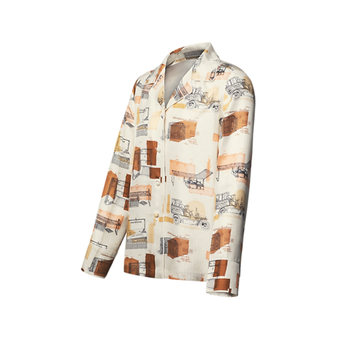 Women - Trunk Print Pyjama Shirt Women Ready-to-Wear Tops and Shirts | LOUIS VUITTON (Product zoom)