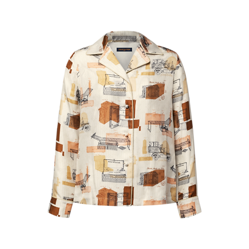 Women - Trunk Print Pyjama Shirt Women Ready-to-Wear Tops and Shirts | LOUIS VUITTON (Product zoom)