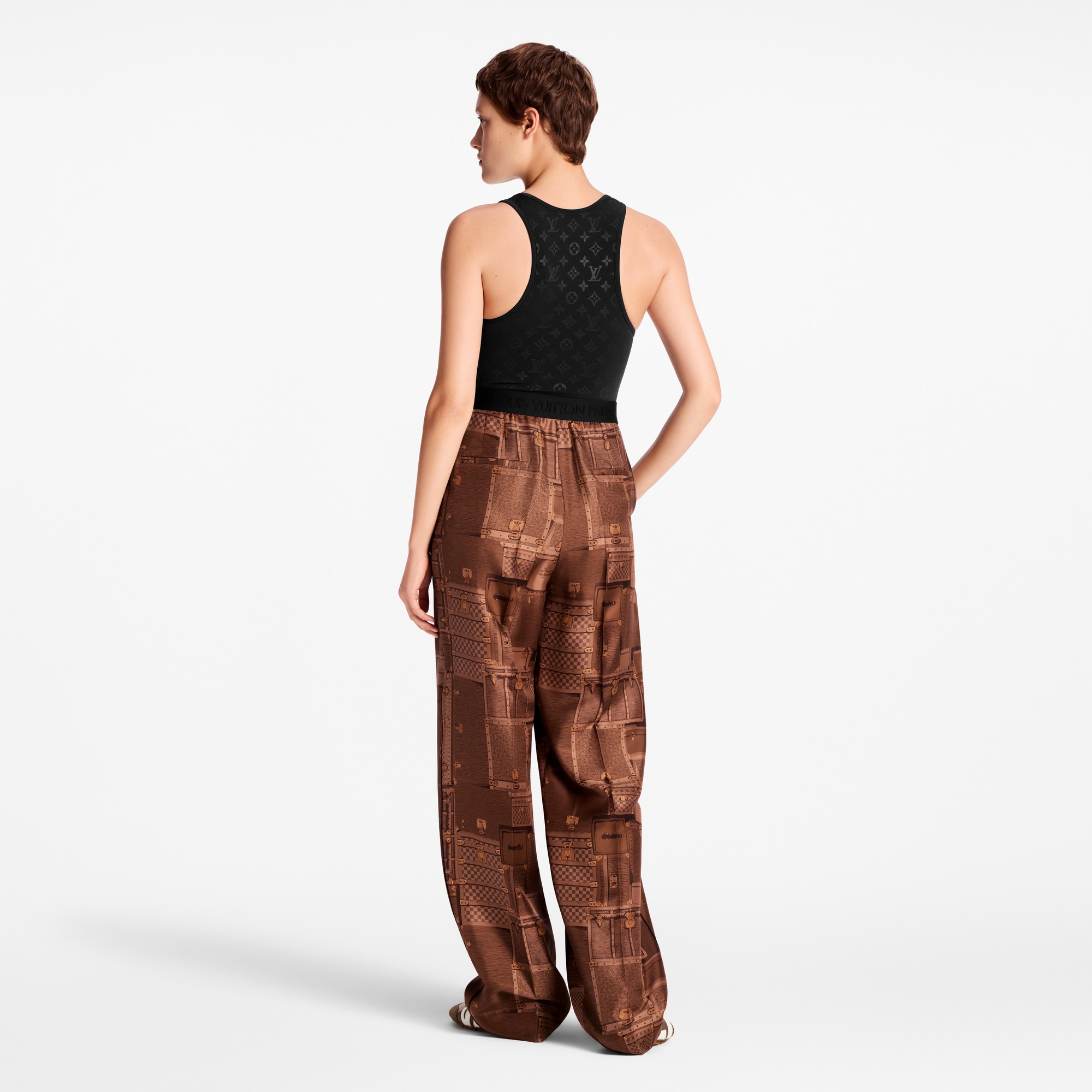Women - Trunk Print Wide-Leg Trousers  Women Ready-to-Wear Trousers | LOUIS VUITTON (Product zoom)