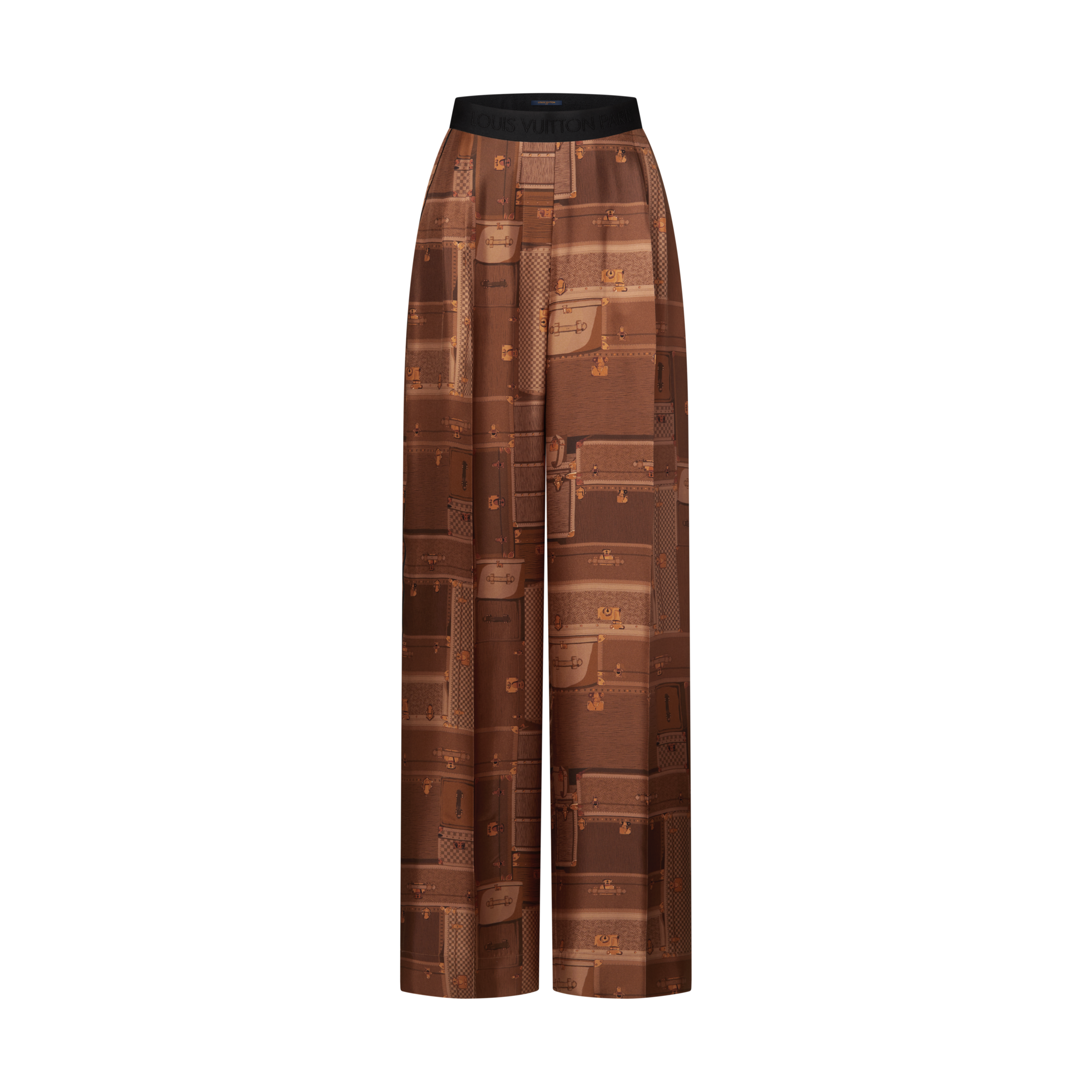 Women - Trunk Print Wide-Leg Trousers  Women Ready-to-Wear Trousers | LOUIS VUITTON (Product zoom)