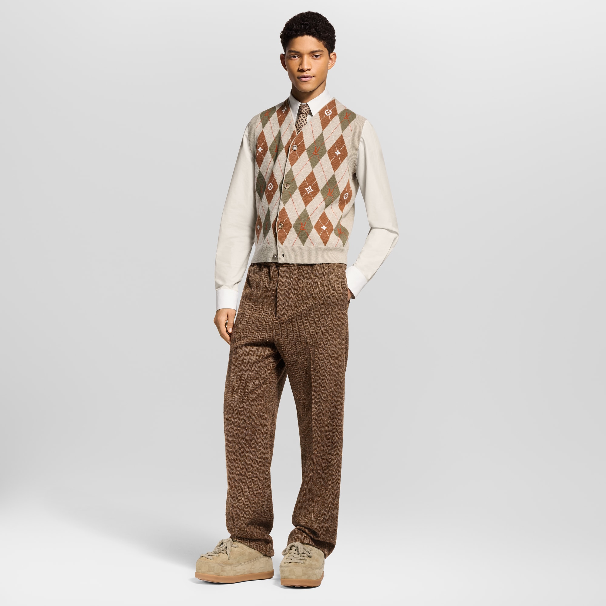 Men - Tweed Drawstring Trousers  Men Ready-to-Wear Trousers | LOUIS VUITTON (Product zoom)